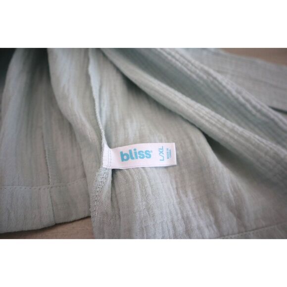 Bliss BS7185D Women's Sz L/XL Light Green Zen Garden 100% Cotton Spa Robe - Picture 5 of 10